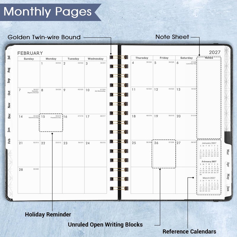 Poluma Planner 2026-2027 - Weekly & Monthly Agenda Planner 2026-2027 with 12 Monthly Tabs, July 2026 - June 2027, 6.3" x 8.4", Flexible Hardcover, Thick Paper, Inner Pocket - Gray - Image 5