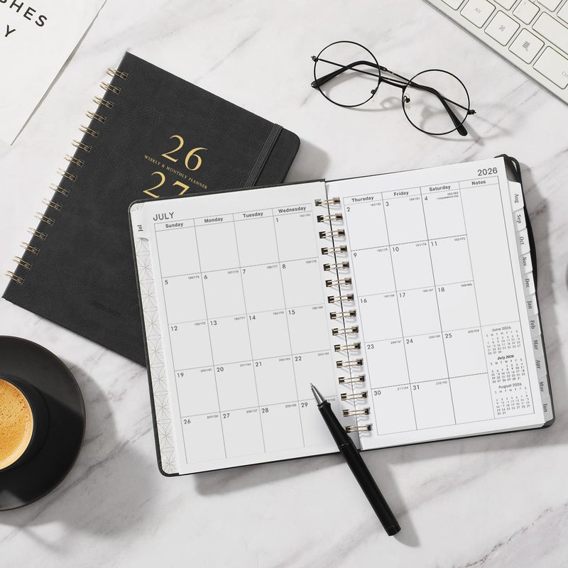 Poluma Planner 2026-2027 - Weekly & Monthly Agenda Planner 2026-2027 with 12 Monthly Tabs, July 2026 - June 2027, 6.3" x 8.4", Flexible Hardcover, Thick Paper, Inner Pocket - Gray - Image 2