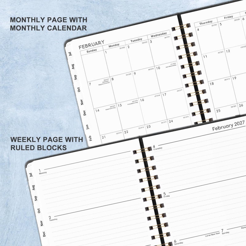 Poluma Planner 2026-2027 - Weekly & Monthly Agenda Planner 2026-2027 with 12 Monthly Tabs, July 2026 - June 2027, 6.3" x 8.4", Flexible Hardcover, Thick Paper, Inner Pocket - Gray - Image 4
