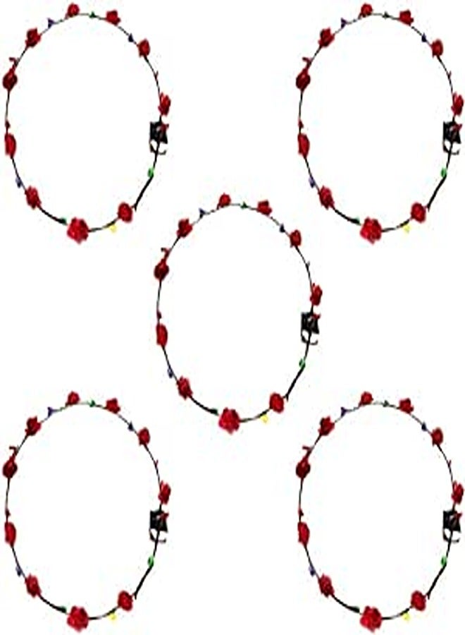 Garneck 5Pcs LED Flower Headbands Crowns Floral Wreath Flowers Head Garland Wedding Concert Holiday Party Hair Accessories (Red)
