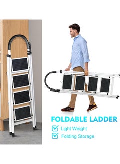 Foldable Ladder 4 Steps, Home Ladder Folding Step Stool with Wide Anti-Slip Pedal, Adults Folding Sturdy Steel Ladder for Home,Kitchen, Garden, Office - pzsku/Z05E33F304742E407D0C7Z/45/_/1714992115/64e8a58d-5b56-4024-9e51-b8ce323b9d7c