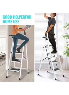 Foldable Ladder 4 Steps, Home Ladder Folding Step Stool with Wide Anti-Slip Pedal, Adults Folding Sturdy Steel Ladder for Home,Kitchen, Garden, Office - pzsku/Z05E33F304742E407D0C7Z/45/_/1714992116/5faa0734-bf70-4080-83af-bc5d60e9a6ee