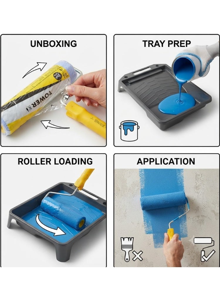 TOWER 9” Paint Roller with 9” Paint Tray for DIY Wall Painting, High-Quality Professional Paint 2pc Tools Set - Image 2