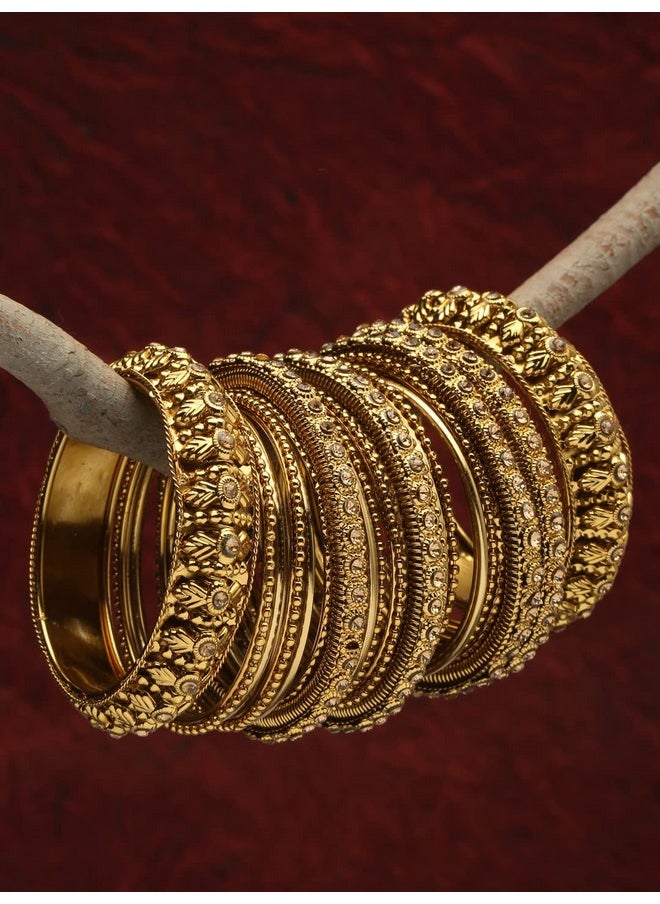 Shining Diva Fashion - Shining Diva Fashion Latest Antique Gold Plated Set of 26 Stylish Traditional Bangle for Women (11189b_2.6) - Image 1