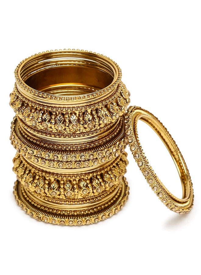 Shining Diva Fashion - Shining Diva Fashion Latest Antique Gold Plated Set of 26 Stylish Traditional Bangle for Women (11189b_2.6) - Image 1