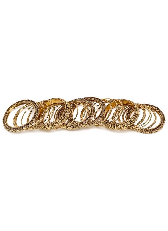 Shining Diva Fashion - Shining Diva Fashion Latest Antique Gold Plated Set of 26 Stylish Traditional Bangle for Women (11189b_2.6) - Image 1
