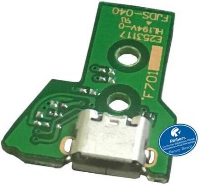 Rinbers حزمة من 2 JDS-040 FJDS-040 منفذ شحن بديل محول Micro USB لوحة دائرة الشحن مع كابل مرن ذو 12 دبوسًا لوحدة تحكم Sony PS4 الجيل الرابع DualShock 4 - Image 5