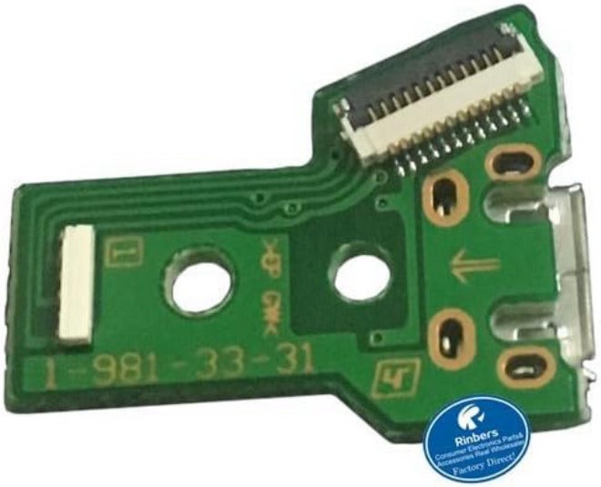 Rinbers حزمة من 2 JDS-040 FJDS-040 منفذ شحن بديل محول Micro USB لوحة دائرة الشحن مع كابل مرن ذو 12 دبوسًا لوحدة تحكم Sony PS4 الجيل الرابع DualShock 4 - Image 4