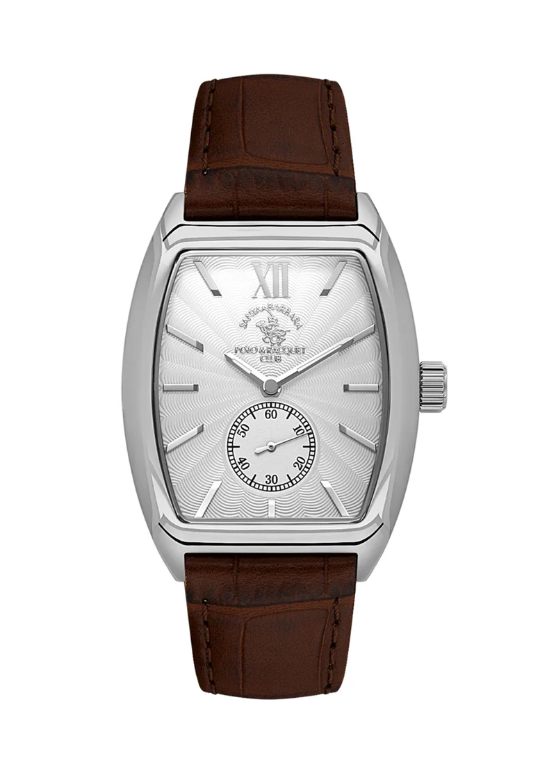 SANTA BARBARA POLO & RACQUET CLUB Santa Barbara Polo & Racquet Club - Noble Men's Watch | Leather Band with Steel Case | Analog | Square Dial | Mineral Glass | Japanese Quartz | Water Resistance 50 Meters