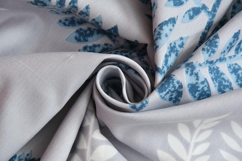 MIL Furnishings MIL Furnishings Soft Premium Cotton Blend Double Quilt Cover Blanket Cover Razai Cover Duvet Cover for Double Size Duvets with Zipper 90x 100 Grey Ferns  - Image 4