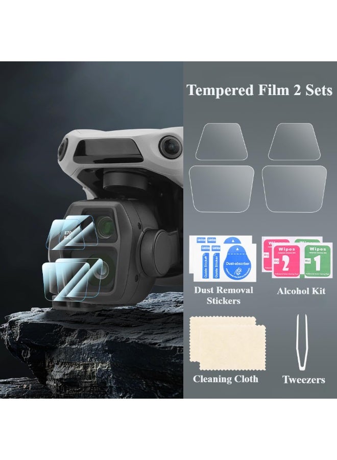 SOLARAE حامي عدسة الطائرة، حامي شاشة عدسة الطائرة لـ DJI AIR 3S، فيلم مقسى 9H HD رقيق مضاد للانفجار، فيلم زجاجي مضاد للخدش لملحقات كاميرا الرأس، عبوة 2 - Image 2