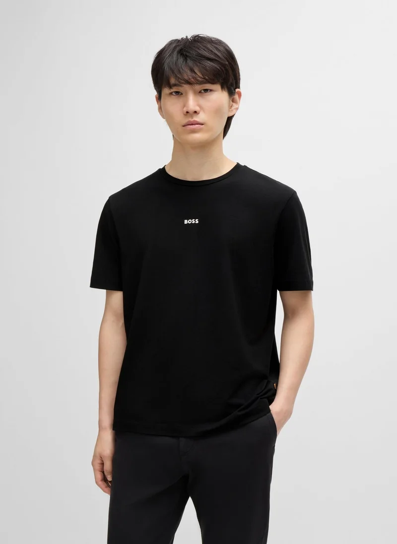 Stretch-cotton T-shirt with contrast logo