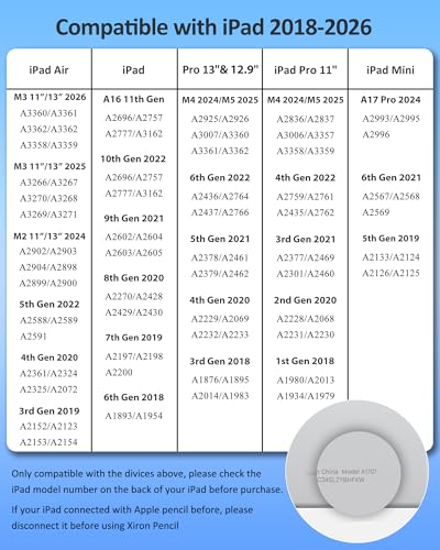 Xiron Stylus Pen for iPad 20262018 Fast Charge Pencil for iPad A16 11th109876 Gen Air M4M3M21113543rd Pro M4 M5 1113129 Mini A17 Pro 765th Palm Rejection Tilt Sensitivity - Image 3