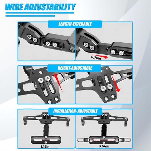 MOTO GENIUS CNC Adjustable LED Tail Tidy with Number Plate Holder with LED Universal for All Bikes (Black) - Image 3