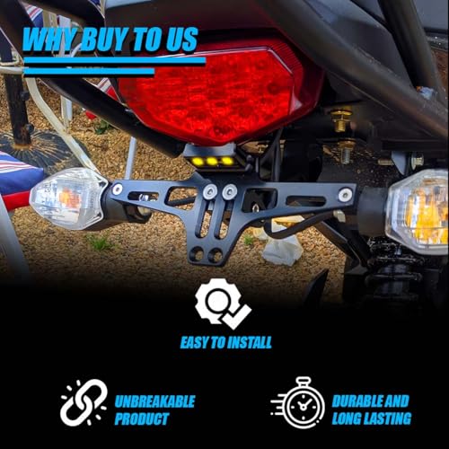 MOTO GENIUS CNC Adjustable LED Tail Tidy with Number Plate Holder with LED Universal for All Bikes (Black) - Image 2