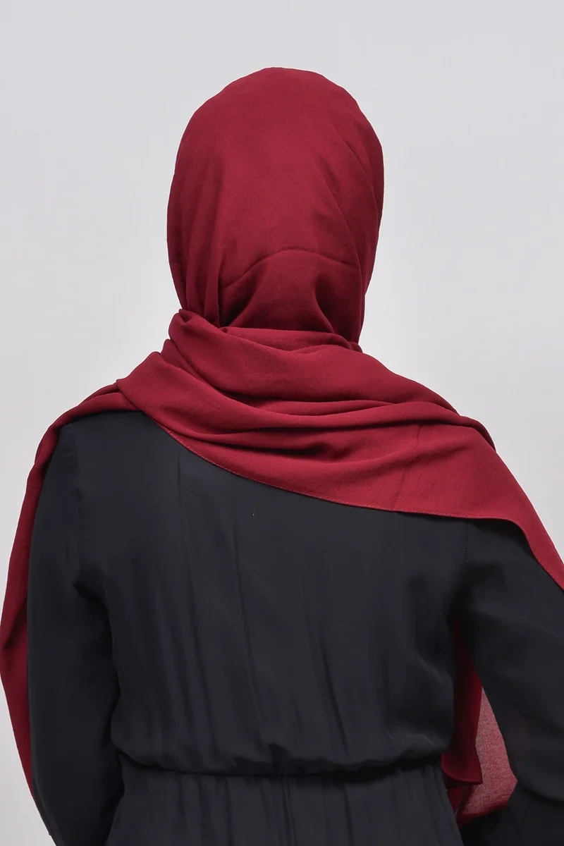 التوبة Jazz Crepe Hijab Shawl-Dark Claret Red