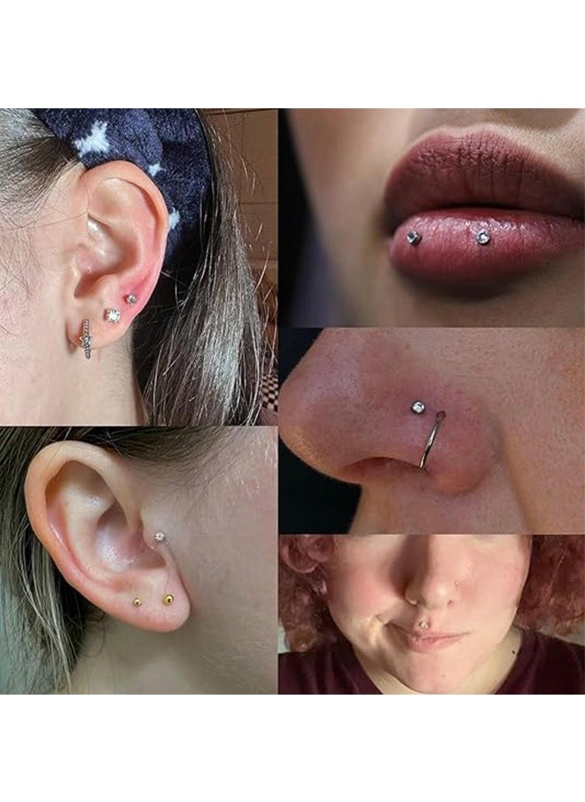 Generic - 6Pcs Tragus Earrings, Stainless Steel Women's Nose Stud Set - Image 1
