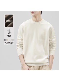 Self-Heating Lace Wool Sweater Soft Knit Mens Autumn/Winter Base Layer Long Sleeve Round Neck Solid Color Top 3015 order apricot color