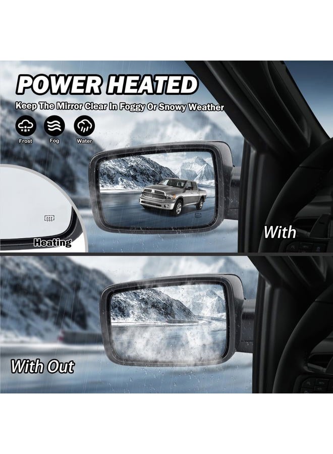 MOFOAP Driver Side Mirror Compatible with 2013-2018 Dodge Ram 1500 2500 3500 Mirrors with Heated Puddle Lamp Temperature Sensor Tuning LED Signal Power Fold (Textured Black) - Image 2