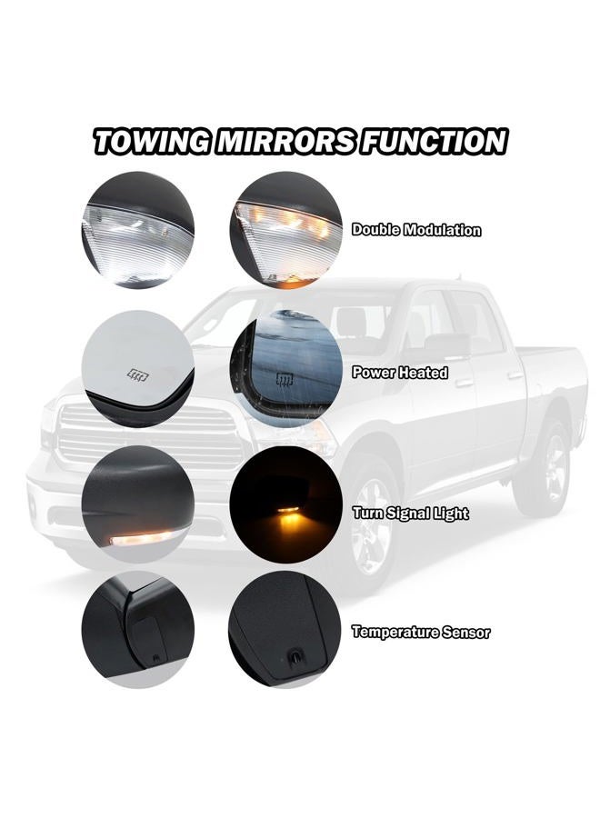 MOFOAP Driver Side Mirror Compatible with 2013-2018 Dodge Ram 1500 2500 3500 Mirrors with Heated Puddle Lamp Temperature Sensor Tuning LED Signal Power Fold (Textured Black) - Image 4