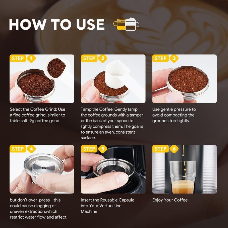 RECAFIMIL Stainless Steel Reusable Coffee Capsule, Metal Refillable Coffee Pod Brewing Espresso 70ML/2.40Z(SMALL), Compatible with N-espresso Ver-tuoPlus XN903/XN900 / Vertuo-line GCA1/ENV135/ENV150 - Image 3
