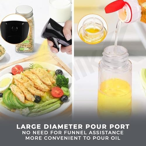 AADHIK Glass Oil Spray Dispenser Cooking 200ml Olive Oil Spray Bottle Refillable Food Grade Oil Vinegar Spritzer Sprinkler Mister Used for Air Fryer, Salad Making, Frying, BBQ (Set of 1, Glass) - Image 5