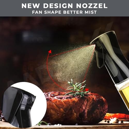 AADHIK Glass Oil Spray Dispenser Cooking 200ml Olive Oil Spray Bottle Refillable Food Grade Oil Vinegar Spritzer Sprinkler Mister Used for Air Fryer, Salad Making, Frying, BBQ (Set of 1, Glass) - Image 4