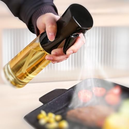 AADHIK Glass Oil Spray Dispenser Cooking 200ml Olive Oil Spray Bottle Refillable Food Grade Oil Vinegar Spritzer Sprinkler Mister Used for Air Fryer, Salad Making, Frying, BBQ (Set of 1, Glass) - Image 1