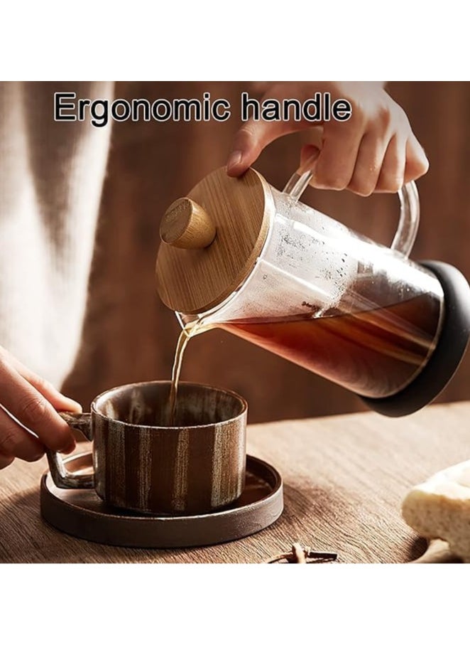 QSHOP 350ml French Press Coffee Press Insulated Press with 304 Stainless Steel Filter Durable and Heat Resistant Borosilicate Glass Manual Coffee Press  - Image 2