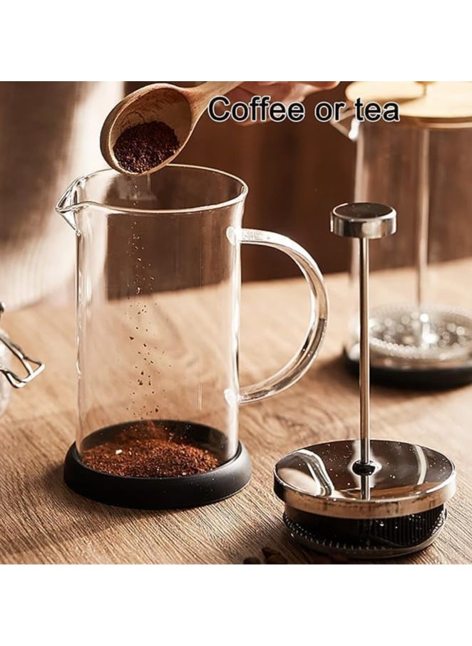 QSHOP 350ml French Press Coffee Press Insulated Press with 304 Stainless Steel Filter Durable and Heat Resistant Borosilicate Glass Manual Coffee Press  - Image 3