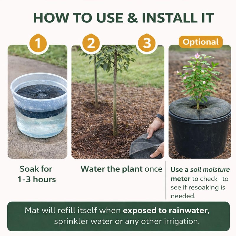 SteadySpringÂ® 24" Smart 30+Day Tree Watering Mat - AUTO Refills with RAIN and Slow Releases As Plant Needs - for Root Balls 11" - 15" Dia Slow Release Technology Prevents Over and Under Watering (1) - Image 5