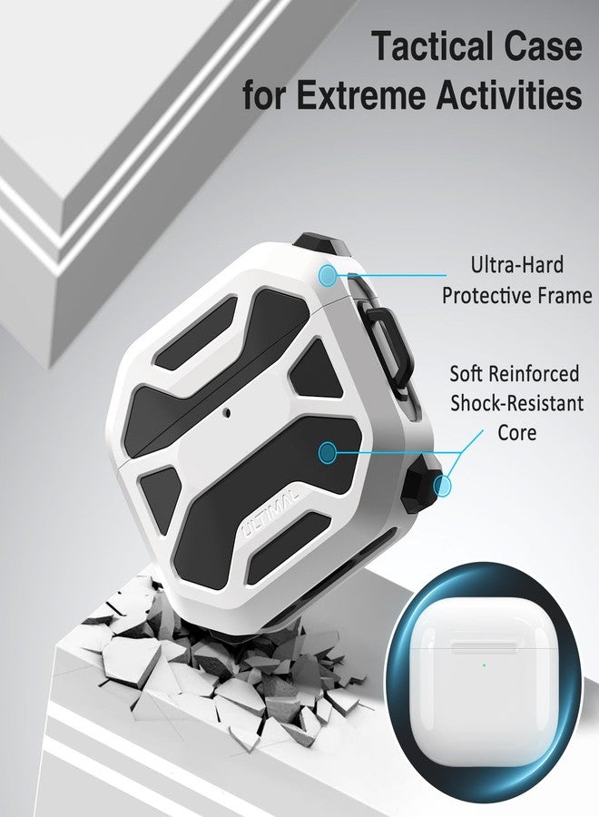 ULTIMAL Compatible with AirPods 4 Case, Rugged TPU Double-Layer Cover, Powerful Shockproof Full Protection with Lanyard, Reinforced Magnetic Lid Lock for AirPods 4th Generation case(Black+White) - Image 4