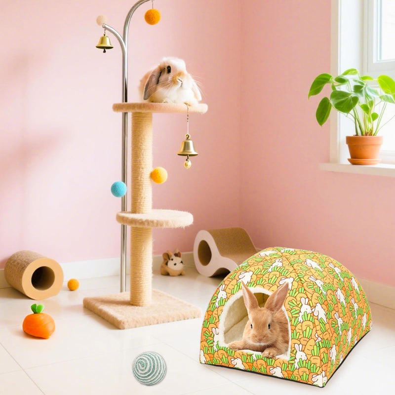 UPINS Rabbit Hideout,Large Bunny Hideout Bed Washable Rabbit Bed House for Guinea Pig Hamster Squirrel Ferret Hedgehog Chinchilla Cozy Cage Accessories - Image 2