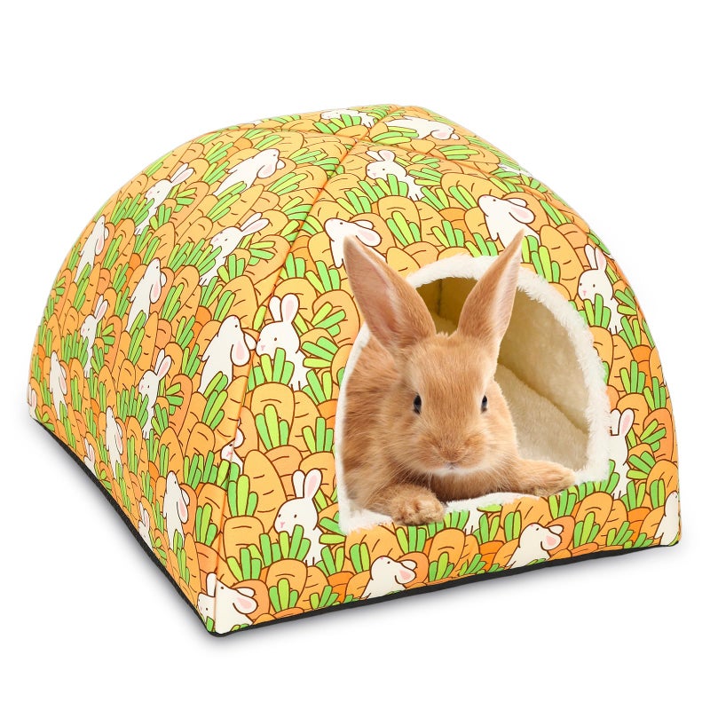 UPINS Rabbit Hideout,Large Bunny Hideout Bed Washable Rabbit Bed House for Guinea Pig Hamster Squirrel Ferret Hedgehog Chinchilla Cozy Cage Accessories - Image 1