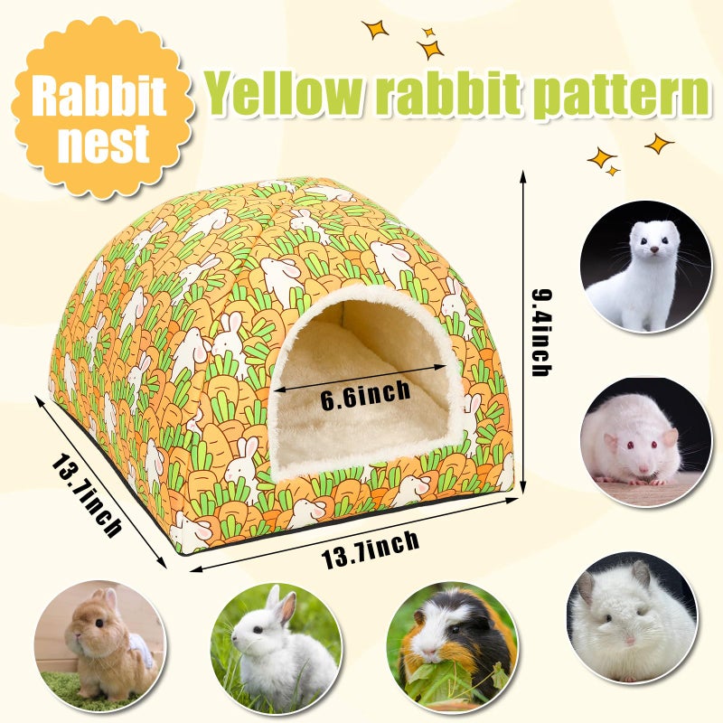 UPINS Rabbit Hideout,Large Bunny Hideout Bed Washable Rabbit Bed House for Guinea Pig Hamster Squirrel Ferret Hedgehog Chinchilla Cozy Cage Accessories - Image 3