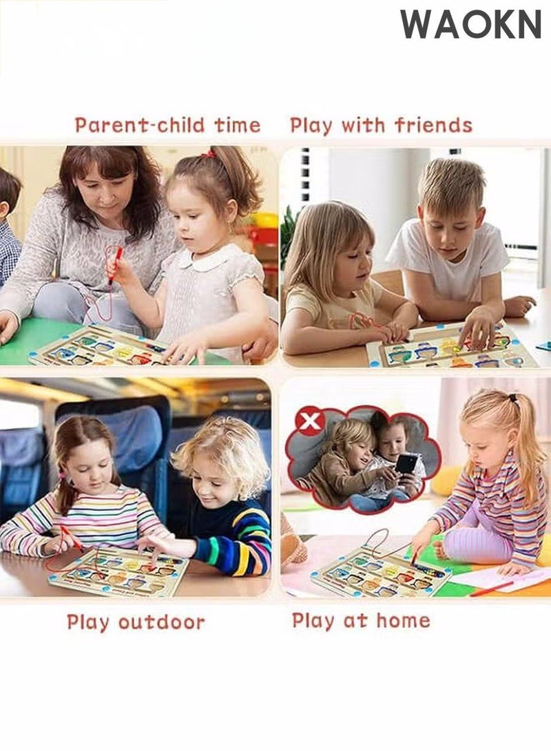 WAOKN Montessori Magnetic Educational Toy for Kids Ages 3 and Up - Color and Number Maze Board, Safe Wooden Game for Fine Motor Skills, Counting Matching Activities Fine Motor Skills Toys for Kids Ideal Gift for Boys and Girls - Image 3