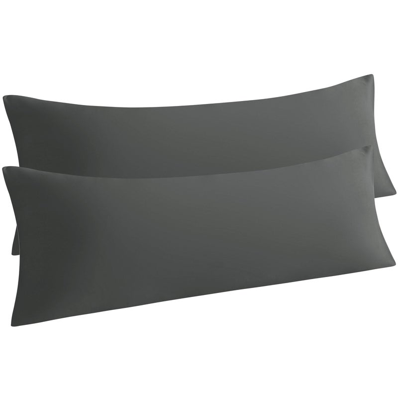 NTBAY Body Pillow Cases Set of 2, 2 Pack Brushed Microfiber 20x54 Pillow Cases, Soft, Wrinkle, Fade, Stain Resistant Dark Grey Pillow Cases with Envelope Closure, 20x54 Inches, Dark Grey - Image 1