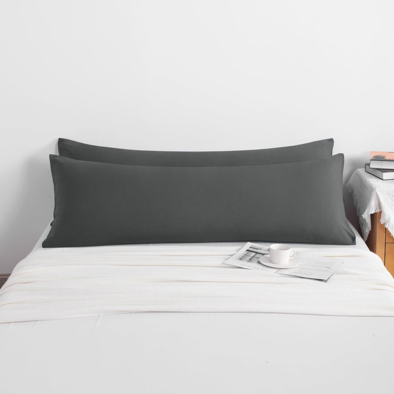 NTBAY Body Pillow Cases Set of 2, 2 Pack Brushed Microfiber 20x54 Pillow Cases, Soft, Wrinkle, Fade, Stain Resistant Dark Grey Pillow Cases with Envelope Closure, 20x54 Inches, Dark Grey - Image 4