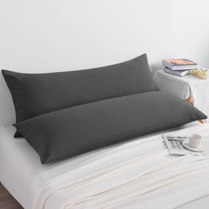 NTBAY Body Pillow Cases Set of 2, 2 Pack Brushed Microfiber 20x54 Pillow Cases, Soft, Wrinkle, Fade, Stain Resistant Dark Grey Pillow Cases with Envelope Closure, 20x54 Inches, Dark Grey - Image 5