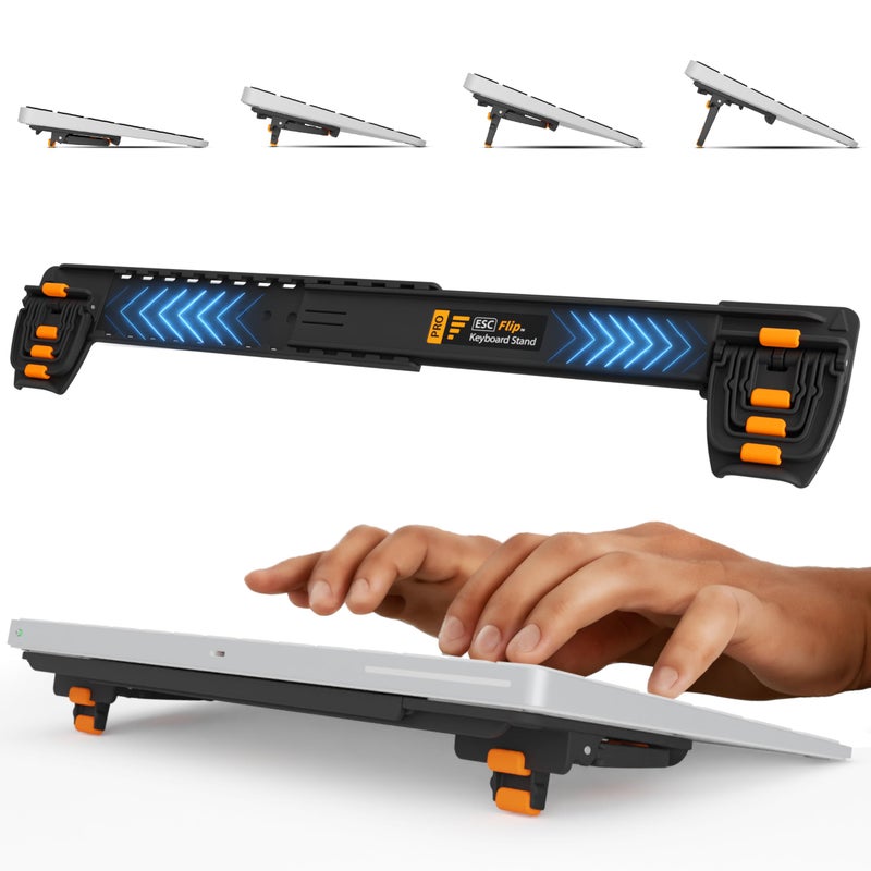 GPG2 ESC Flip PRO Computer Keyboard Stand for Desktop, Adjustable Keyboard Riser for Apple Magic Keyboard, Extendable Holder for Flat-Back Keyboards Only, Ergonomic Office Desk Accessories - Image 1
