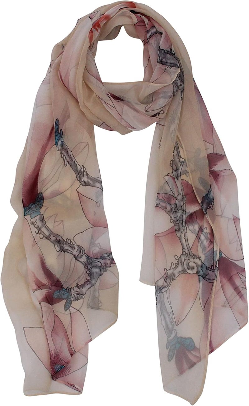 Long Chiffon Sheer Scarf Gradient Shaded Colors Lightweight Scarf For Womens