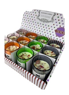 BABAZAM BABAZAM Set of 12 Scented Candle with Pleasant Odor Fragrant Candles in Glass Cup with Flower Petals Gift Box Perfect Addition to Home Wedding Party Décor and Gifting 4 Colors  - Image 2