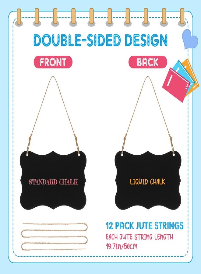 MotiMind 12 Pcs 4 x 6 Small Hanging Chalkboard Sign with Markers Acrylic Mini Chalkboard Signs with Hanging String for Wedding Kitchen Home Plants Birthday Party Decoration(Arrow) - Image 3