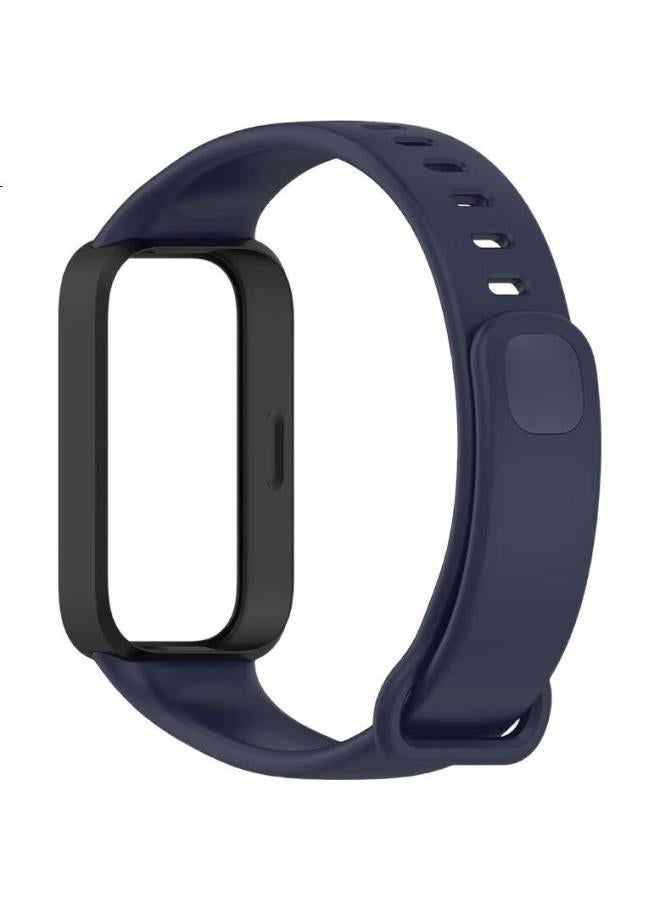 KMaxAI Silicone Watch Band For Redmi Band 3, Xiaomi Redmi Band 3 Sport Wristband, Dopamine Men And Women Fresh Watch Strap Colorful Replacement Watch Band Black Blue - Image 2