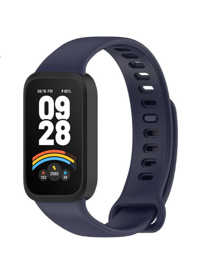 KMaxAI Silicone Watch Band For Redmi Band 3, Xiaomi Redmi Band 3 Sport Wristband, Dopamine Men And Women Fresh Watch Strap Colorful Replacement Watch Band Black Blue - Image 3