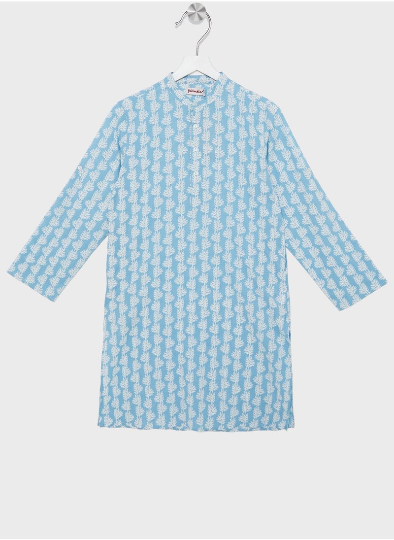 Fabindia - Youth Printed Long Kurta - Image 1