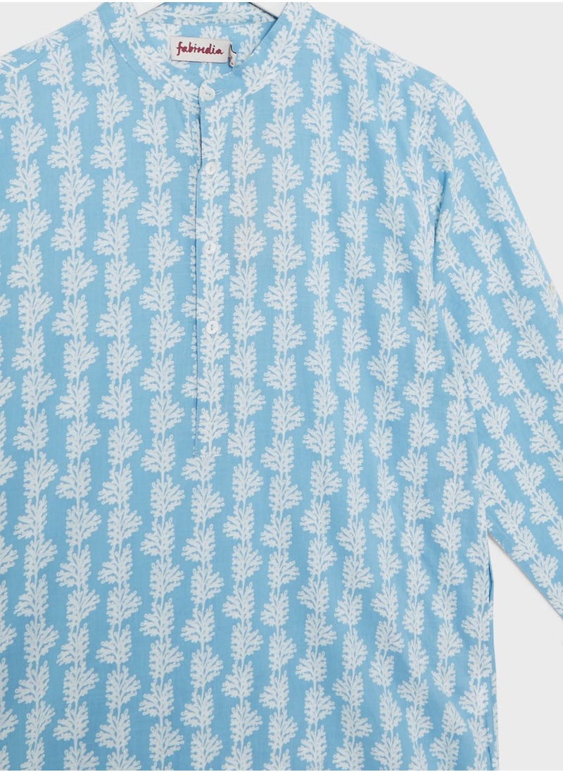 Fabindia - Youth Printed Long Kurta - Image 1