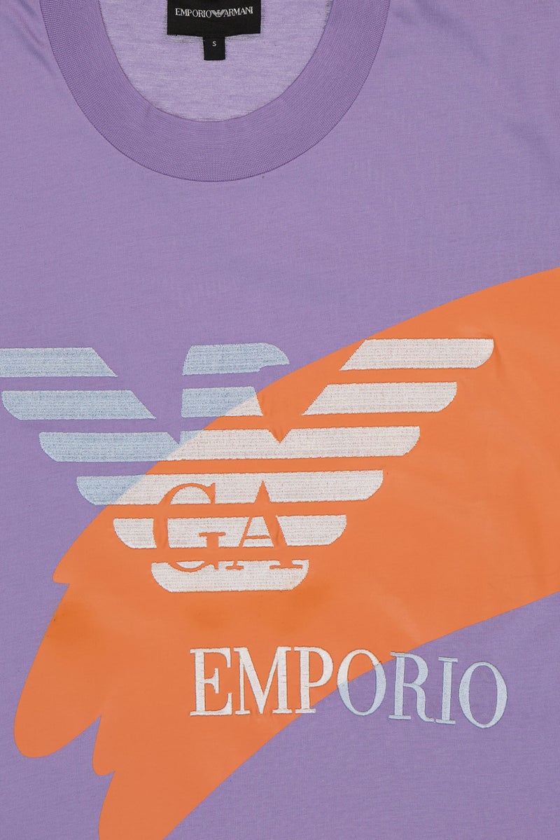 armani Emporio Armani Women Crew Neck Embroidered Logo Short Sleeve T-Shirt, Violet - Image 5