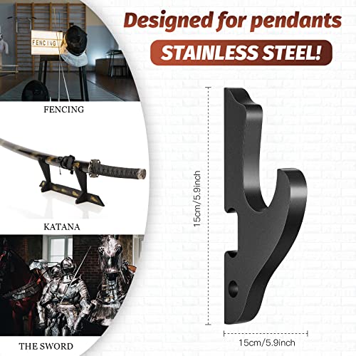 Kathfly 6 Pcs Sword Hook Wall Mount Samurai Sword Hanger for Wall Adjustable Wood Blade Rack Decorative Katana Holder Martial Art Weapon Stand Display with 6 Nail for Saber Tanto Rapier CosplayBlack - Image 3