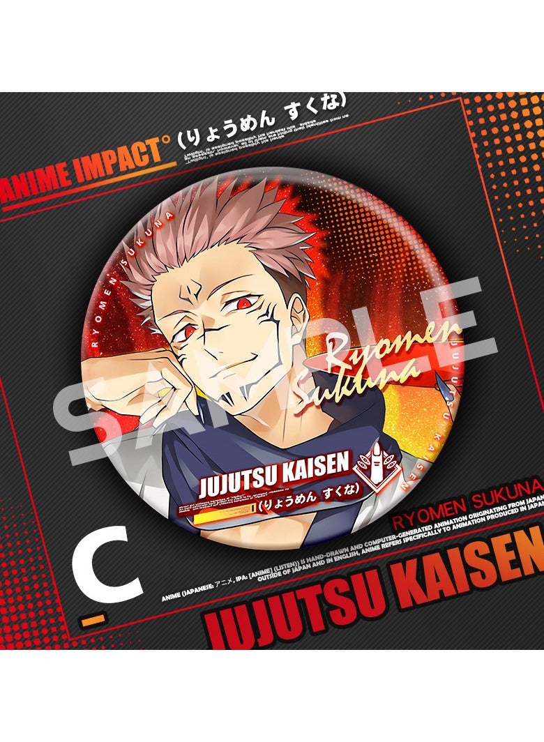 Anime Jujutsu Kaisen Ryomen Sukuna Round Pin Cosplay Badge Accessories For Clothes Backpack Decoration Gift - Image 1